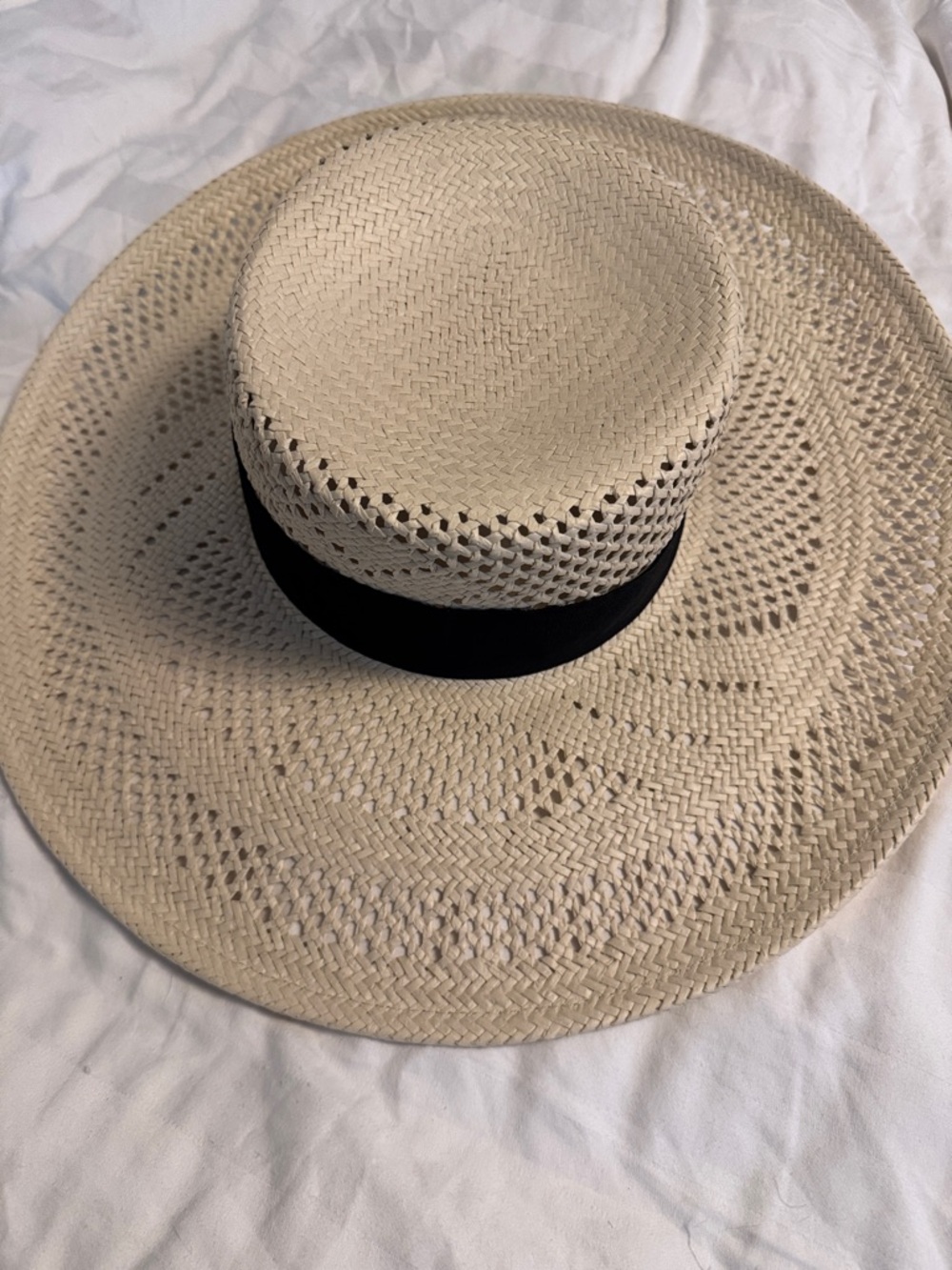 J.Crew Wide-brim boater hat with ribbon CI085 - Picture 5 of 9